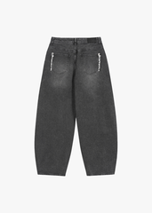 Quần Jean Nữ Ống Cong Cạp Cao - Viền Túi Mài Cá Tính