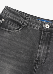 Quần Jean Nữ Ống Cong Cạp Cao - Viền Túi Mài Cá Tính