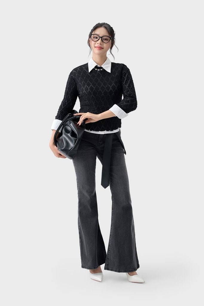 Quần Jean Nữ Ống Vảy Trẻ Trung - Cạp Cao 2 Cúc