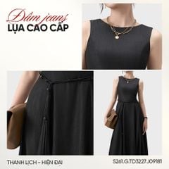 Đầm Jeans Nữ Sát Nách Dáng Xòe - Thiết Kế Váy Thắt Eo Gấu Bí