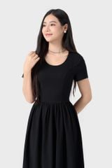 Đầm Xòe Nữ Liền Thân Tay Ngắn Cổ Tròn - Denim Lụa Mềm Mát