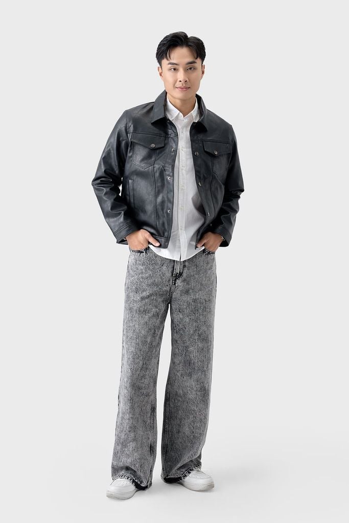 Áo Da Nam Cao Cấp - Khoác Da PU Mềm Dáng Trucker
