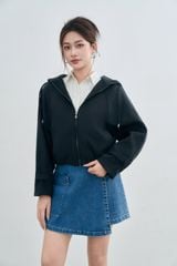 Áo Khoác Da Lộn Nữ Dáng Suông Có Mũ