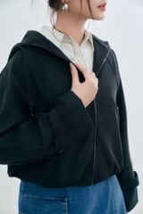 Áo Khoác Da Lộn Nữ Dáng Suông Có Mũ