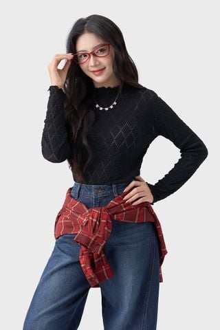 Áo Thun Nữ Viền Nhún – Chất Ren Nhẹ Thoáng