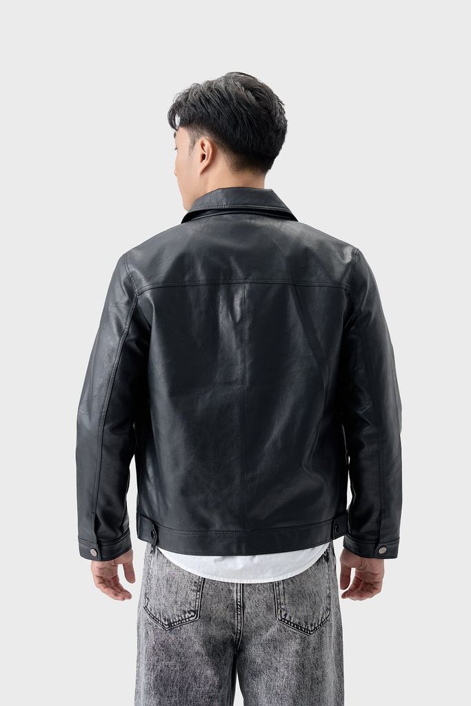 Áo Da Nam Cao Cấp - Khoác Da PU Mềm Dáng Trucker