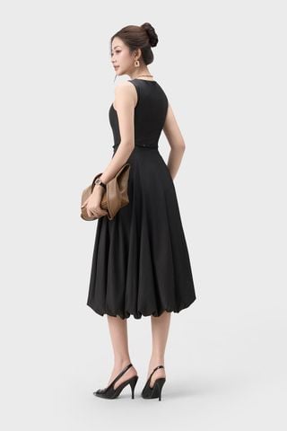 Đầm Jeans Nữ Sát Nách Dáng Xòe - Thiết Kế Váy Thắt Eo Gấu Bí