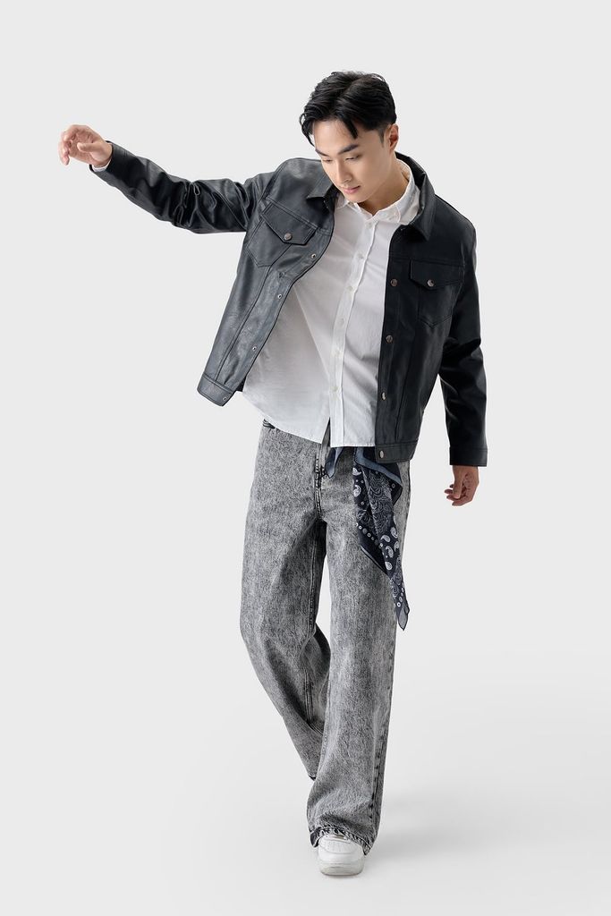 Áo Da Nam Cao Cấp - Khoác Da PU Mềm Dáng Trucker