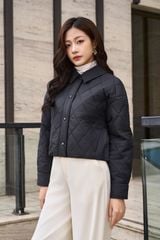 Áo Khoác Phao Nữ Dáng Ngắn Thiết Kế Chần Trám Trẻ Trung, Chất Liệu Cao Cấp Ấm Áp