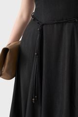 Đầm Jeans Nữ Sát Nách Dáng Xòe - Thiết Kế Váy Thắt Eo Gấu Bí