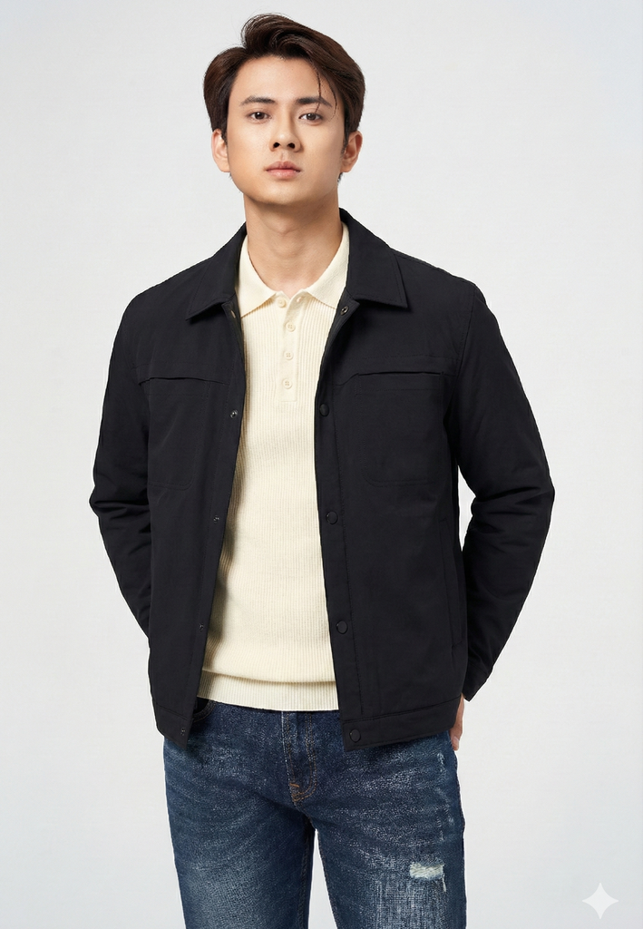 Áo Khoác Nam Cổ Đức Jacket 2 lớp