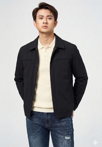 Áo Khoác Nam Cổ Đức Jacket 2 lớp