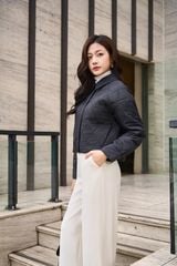 Áo Khoác Phao Nữ Dáng Ngắn Thiết Kế Chần Trám Trẻ Trung, Chất Liệu Cao Cấp Ấm Áp
