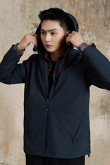 Áo Khoác Gió Có Mũ 2 Lớp - Túi Chéo, Chống Nước, Cản Gió