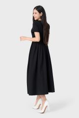 Đầm Xòe Nữ Liền Thân Tay Ngắn Cổ Tròn - Denim Lụa Mềm Mát