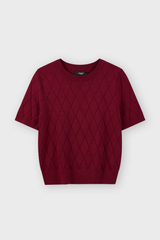 Áo Len Cộc Tay Nữ Ôm Vừa Dệt Quả Trám Len Cotton Cao Cấp - Tôn Dáng, Thanh Lịch Công Sở