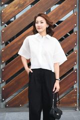 Áo Sơ Mi Nữ Cộc Tay Form Suông - Chất Vải Thô Xốp Trẻ Trung