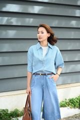 Áo Sơ Mi Jean Croptop Nữ Denim Thượng Hạng - Trẻ Trung, Mềm Mát Tự Nhi