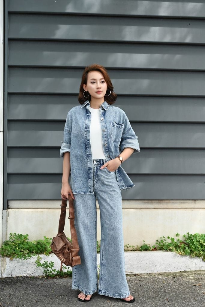 Quần Jean Nữ Ống Rộng Cạp Cao Luxury Denim - Phong Cách Trẻ Trung