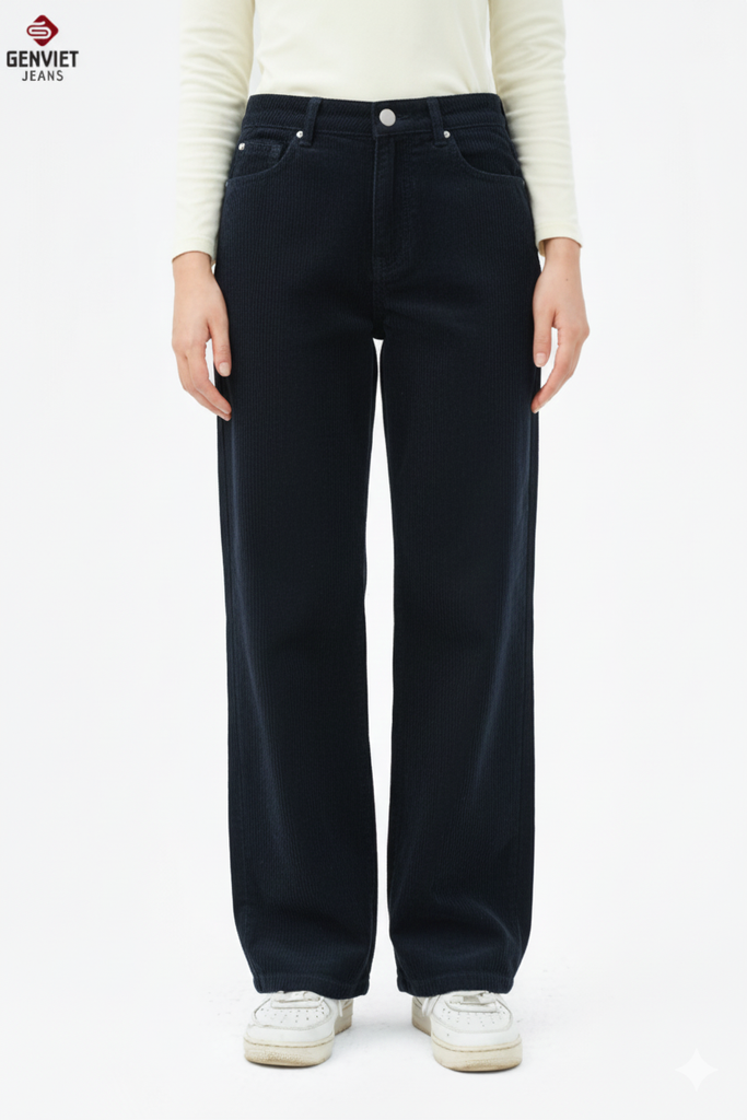 Quần Nhung Nữ Ống Suông - ​Cạp Chun Sau Thoải Mái