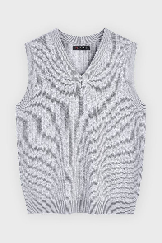 Áo Len Sát Nách Nam Cổ V Premium Fine-Knit - Chuẩn Form Lịch Lãm