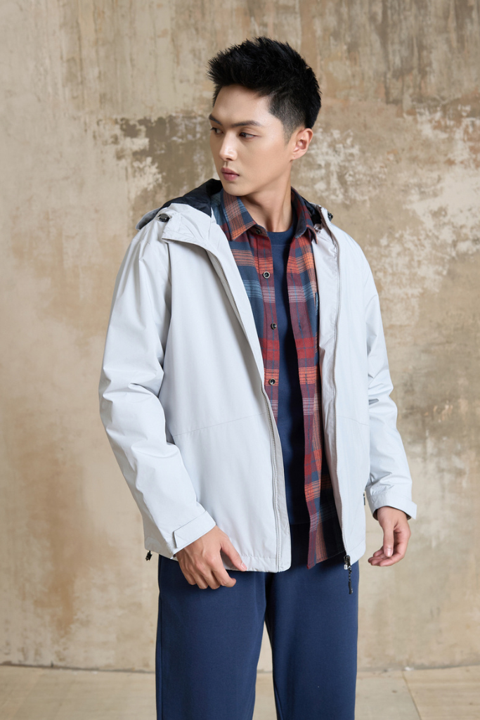 Áo Khoác Gió Có Mũ 2 Lớp - Túi Chéo, Chống Nước, Cản Gió