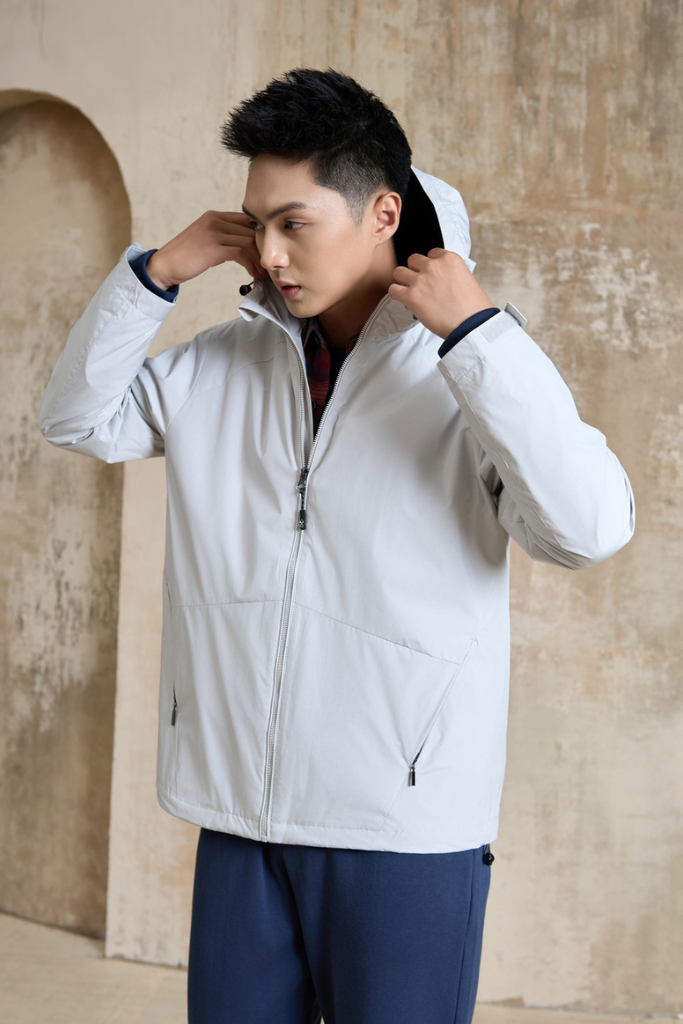 Áo Khoác Gió Có Mũ 2 Lớp - Túi Chéo, Chống Nước, Cản Gió
