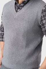 Áo Gile Len Nam Cổ V – Len Lông Cừu Dệt Kim