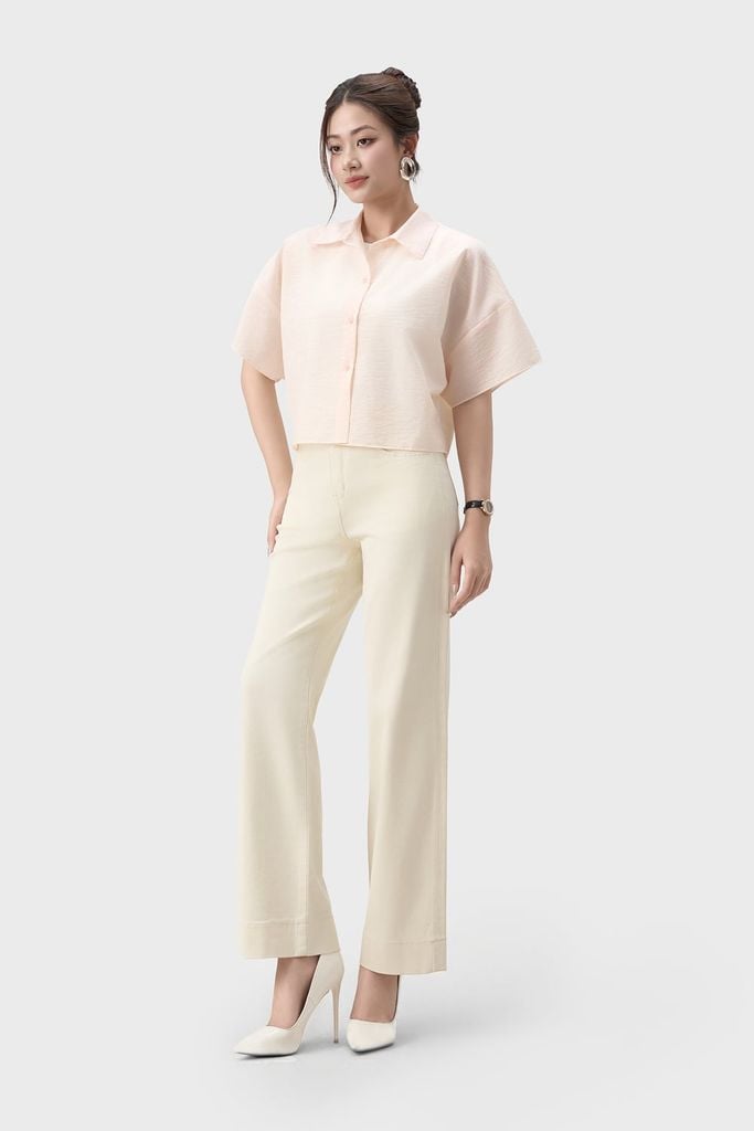 Áo Sơ Mi Nữ Cộc Tay Phom Suông - Chất Vải Thô Xốp Trẻ Trung