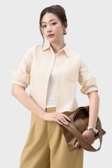 Áo Sơ Mi Nữ Dài Tay Croptop - Vải Thô Trẻ Trung Năng Động