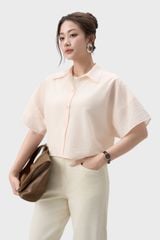 Áo Sơ Mi Nữ Cộc Tay Phom Suông - Chất Vải Thô Xốp Trẻ Trung