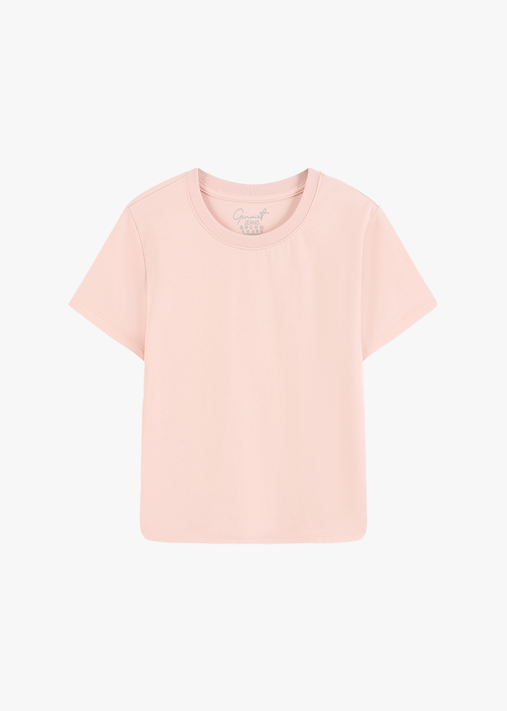 Áo Thun Nữ Cộc Tay Phom Suông - Thiết Kế Gấu Bo Cong Trẻ Trung