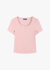 Áo Thun Nữ Cộc Tay Form Ôm Cổ Tròn - Chất Thun Tăm Co Giãn Tôn Dáng