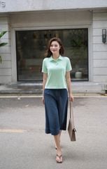 Áo Polo Cộc Tay Nữ Suông Vừa