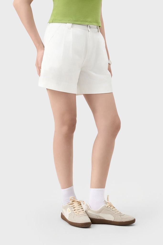 Quần Sooc Nữ Dáng A Kaki - Thiết Kế Cạp Cao Hack Dáng Cực Đỉnh