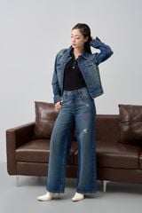 Quần Jean Nữ Dáng Suông Premium – Snow Wash Độc Bản