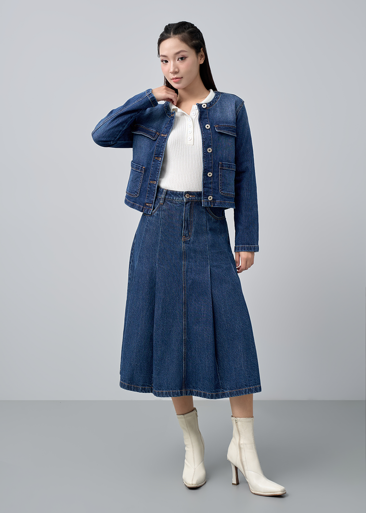 Chân Váy Jean Dáng Xòe – Phối Hợp Cổ Điển, Hiện Đại