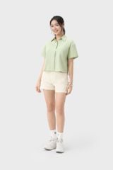 Áo Sơ Mi Nữ Croptop Cộc Tay - Chất Vải Thô Trẻ Trung Năng Động