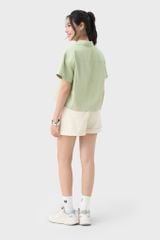 Áo Sơ Mi Nữ Croptop Cộc Tay - Chất Vải Thô Trẻ Trung Năng Động