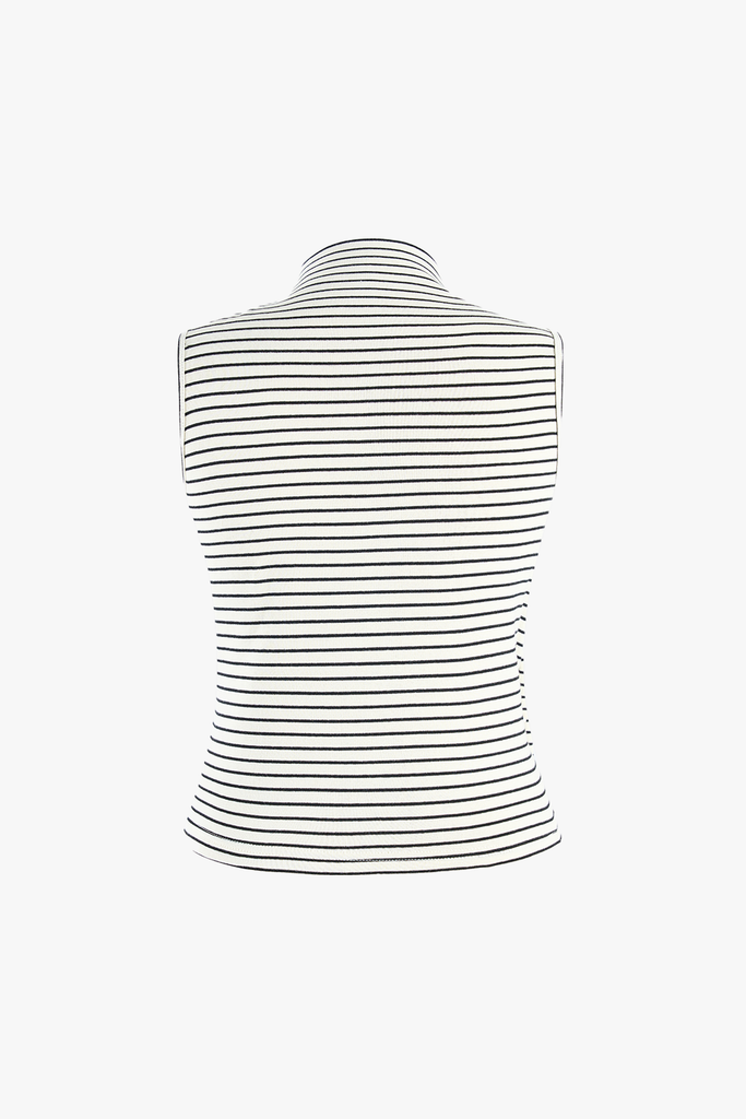 Áo Thun Sát Nách Nữ Kẻ Ngang Cổ Cao