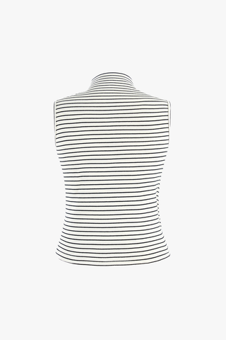 Áo Thun Sát Nách Nữ Kẻ Ngang Cổ Cao