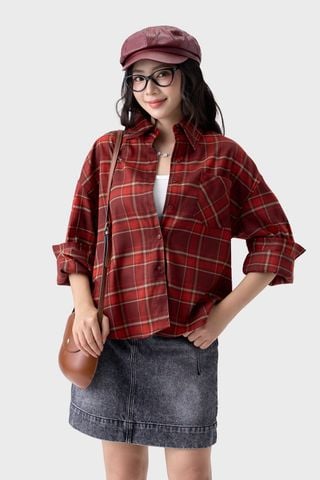 Áo Sơ Mi Nữ Kẻ Thô Dài Tay