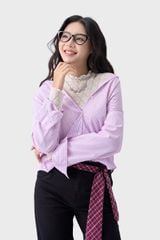 Áo Sơmi Nữ Dài Tay Thô Kẻ Suông