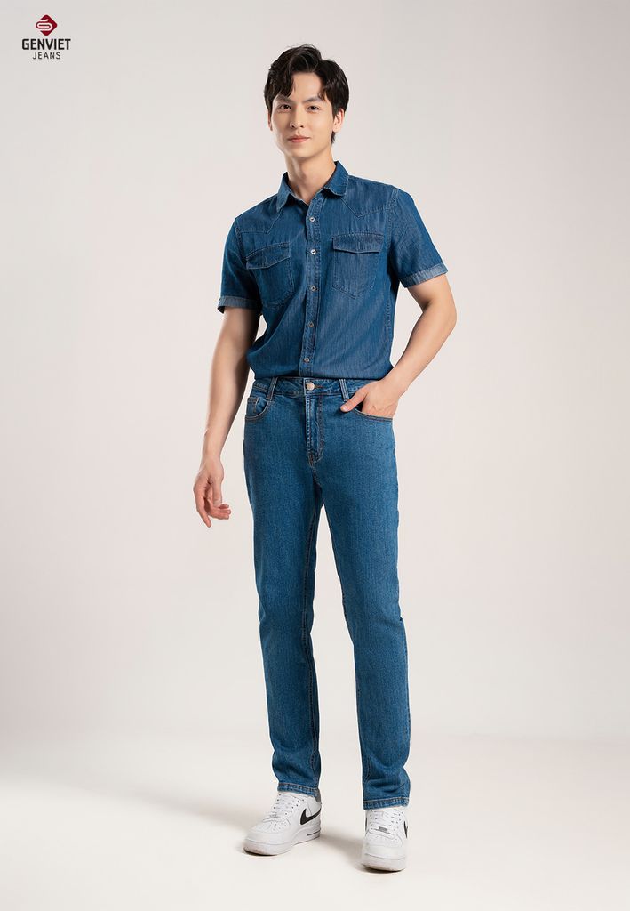 Quần Jeans Nam Ống Col Đứng