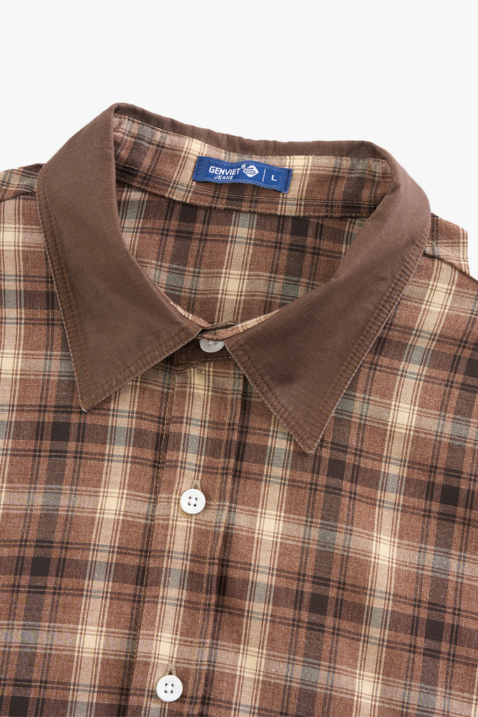 Áo Sơ Mi Nam Cộc Tay Kẻ Caro - Chất Vải Thô Trẻ Trung, Năng Động