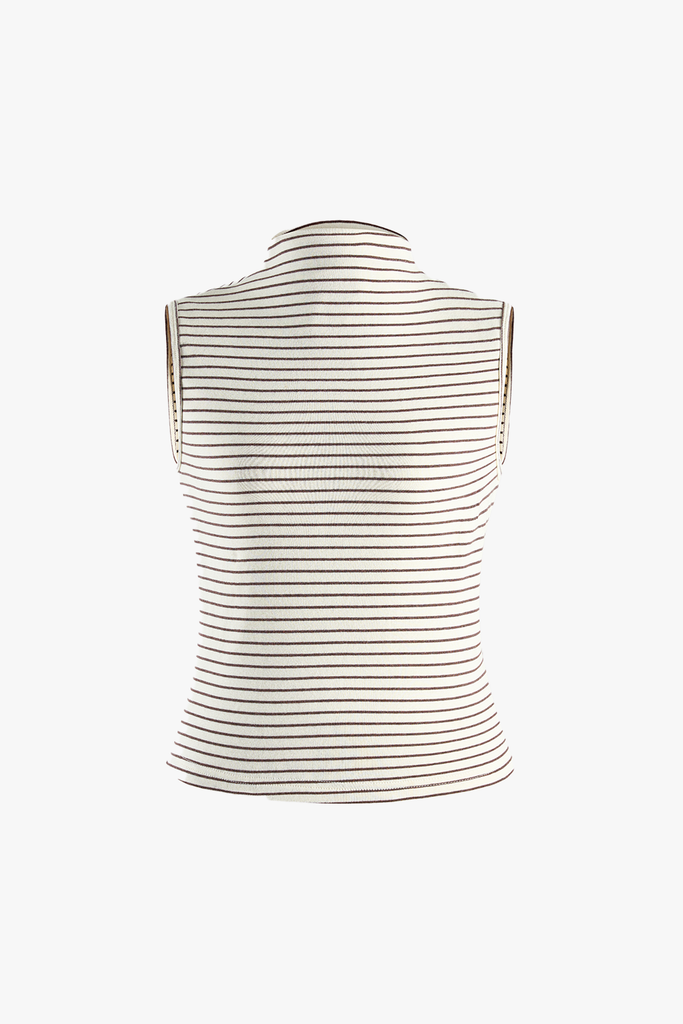 Áo Thun Sát Nách Nữ Kẻ Ngang Cổ Cao