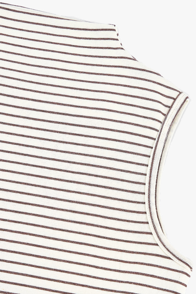 Áo Thun Sát Nách Nữ Kẻ Ngang Cổ Cao