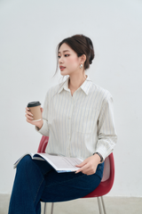 Áo Sơ Mi Nữ Kẻ Sọc Dài Tay - Vải Thô Thoáng Mát, Form Suông Dễ Mặc