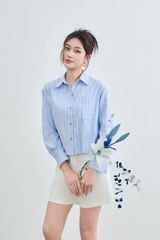Áo Sơ Mi Nữ Kẻ Sọc Dài Tay - Vải Thô Thoáng Mát, Form Suông Dễ Mặc