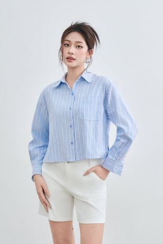Áo Sơ Mi Nữ Kẻ Sọc Dài Tay - Vải Thô Thoáng Mát, Form Suông Dễ Mặc